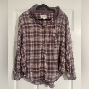 American Eagle Hooded Flannel Shirt